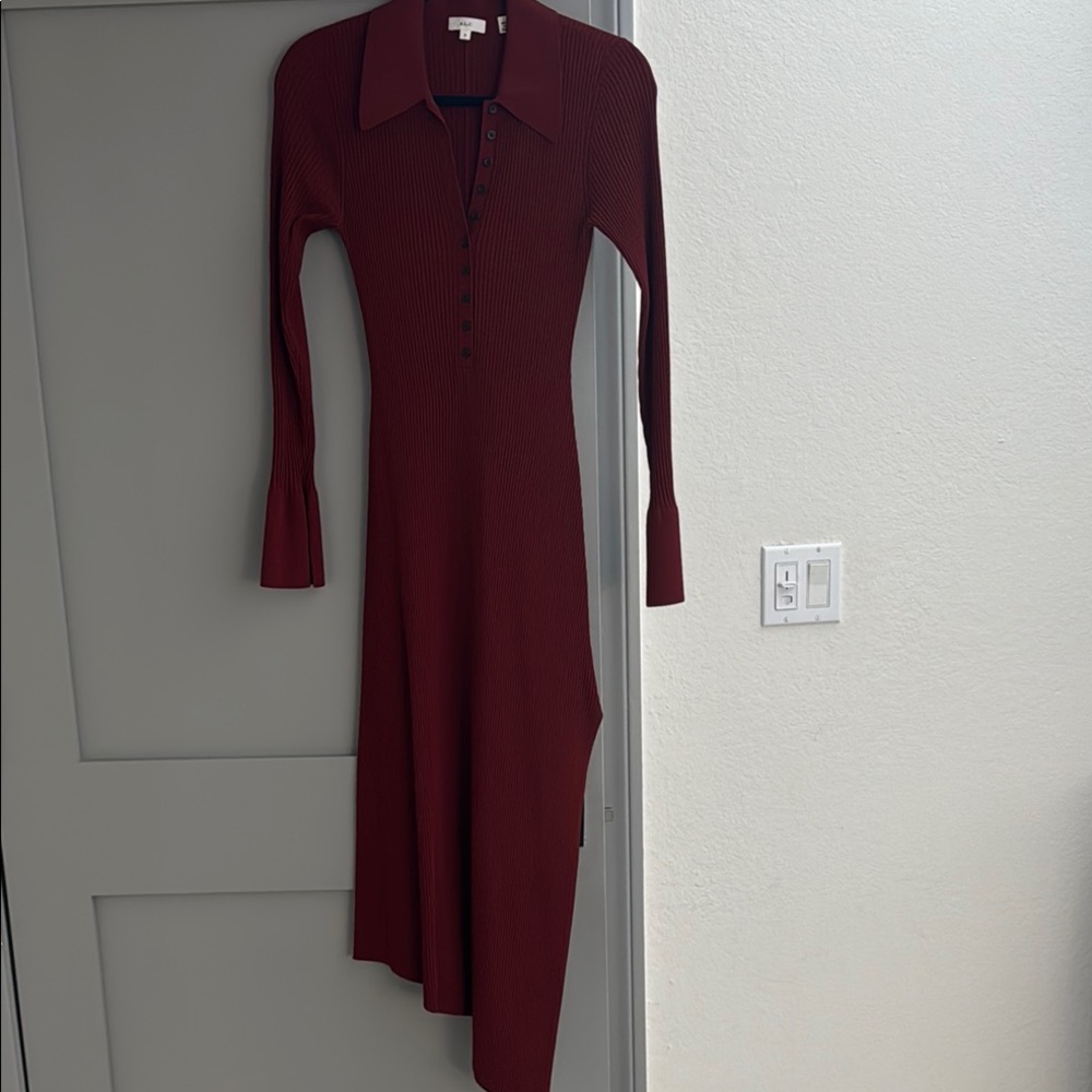 Elegant Burgundy Long-Sleeve Dress